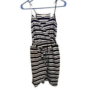 Women’s Black And White Striped Spaghetti Strap V-Neck Textured Dress. Size XS.